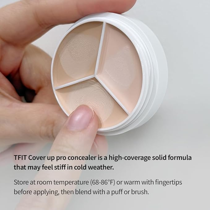 Multi-Use Pot Concealer - Triple Palette | High-Pigmented, Full Coverage & Crease-Proof | Korean Concealer for Dark Circles, Redness & Blemishes (B01 Corrector, 0.52 Oz)