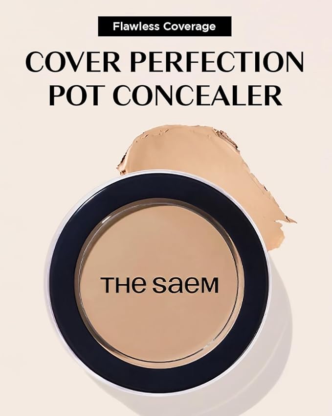 THESAEM Cover Perfection Pot Concealer #01 Clear Beige - High Adherence & Coverage Balm, Conceals Blemish & Acne Spots, Matte Finish Sebum Control for Oily and Combination Skin
