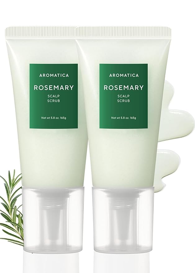 AROMATICA Rosemary Scalp Scrub (2 Packs) 5.82oz / 165g, Gift Set, Sulfate-Free, Silicone-Free, Vegan, Scalp Cleansing with Salt Granules, Invigorates and Exfoliates Scalp, Micro-Exfoliate