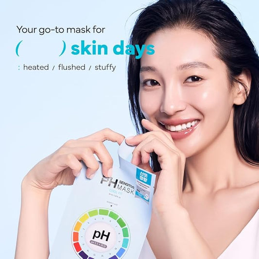 SAM’U PH Sensitive Cool Fit Face Mask – Cooling & Heat Relief Semi-Gel Vegan Sheet Mask with Aloe Vera and Xylitol, Refreshing Travel-Friendly Korean Skincare (5 Sheets)