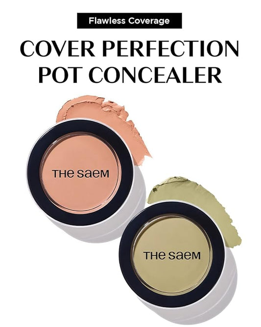 THESAEM Cover Perfection Pot Concealer #Peach Beige - High Adherence & Coverage Balm, Conceals Dark Circles, Corrects Dark Under Tones, Matte Finish Sebum Control for Oily and Combination Skin