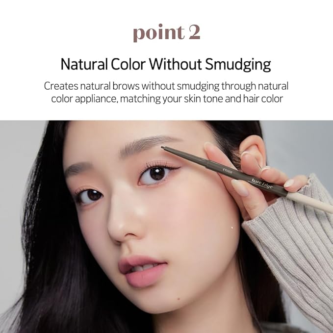ETUDE Bare Edge Brow Pencil, Eyebrow Pencil, Slim 3D Hexagon, Natural Looking, Korean Makeup, Beauty, Natural Brown (0.003 Ounce)
