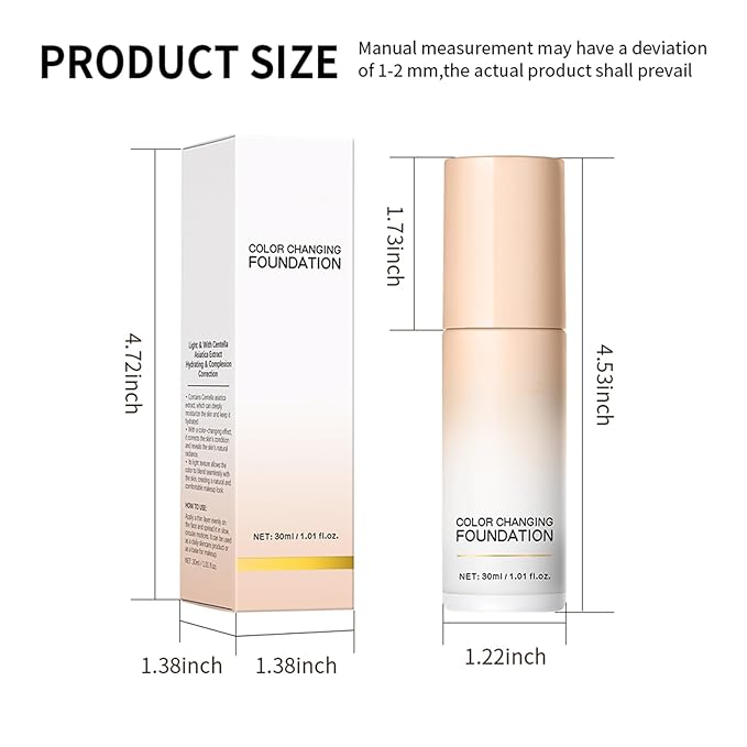 White-Color Changing Foundation, Color Correcting CC Cream with Centella Asiatica, Even Red Skin Tone, Lightweight, Non-Greasy, Moisturizing, Concealing, Natural Finish Concealer(1PCS)