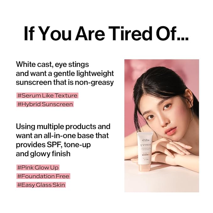 [2 ea] d'alba Piedmont Waterfull Tone-Up Sunscreen Serum BROAD SPECTRUM SPF 50 + Korean Sunscreen for Face, All Skin Tones, Sweat Proof Formula (2 x 1.69 fl.oz.)