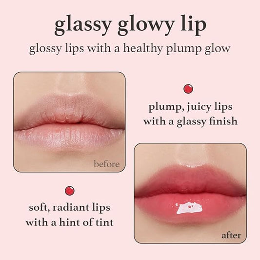 NOONI Korean Lip Oil - Applecherry | Long-Lasting, Moisturizing, Plumping, Revitalizing for Dry Lips, Waterproof, No Peel Off, Hydrating, Nourishing Crystal Clear, 0.12 FL Oz