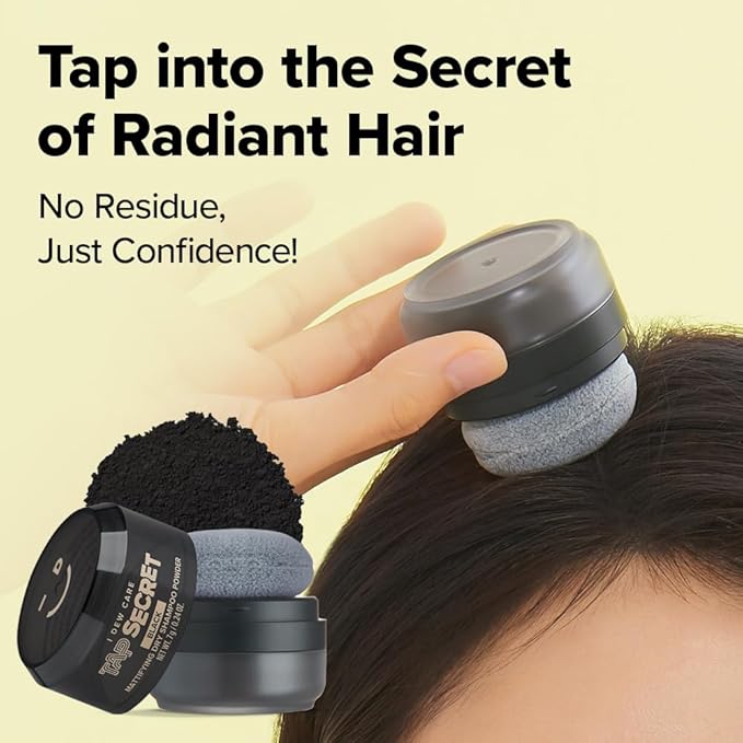 I DEW CARE Biotin Clarifying Dry Shampoo - Tap Secret Black | Strengthening & Volumizing, Powder Type, Refillable, Travel size, Non-aerosol, Brunette, Korean Ginseng, 0.24 Oz