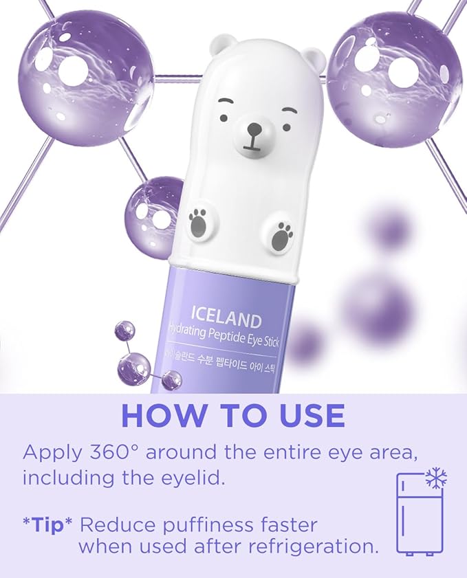 THESAEM Iceland Hydrating Peptide Eye Stick 0.24oz - Elasticity, Cooling, Moisturizing Eye Balm for Loose Skin – Under Eye Treatment - Balm to Smooth Skin Texture - Daisy Flower Scent