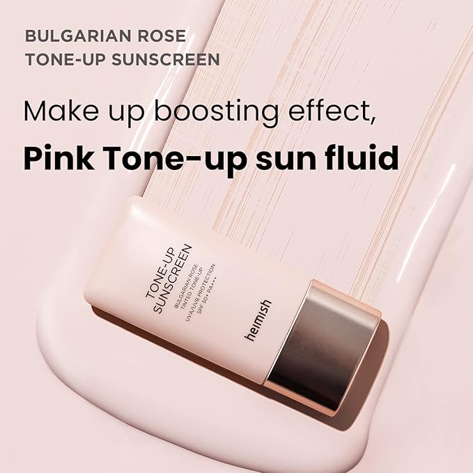 HEIMISH Bulgarian Rose Tinted Tone-up Sunscreen - SPF 50+ PA+++, Multipurpose Tone Up Sunscreen, Primer, Makeup Base for face, Lightweight, Non-greasy, Hydrating, Natural Pink Finish, 1.0fl.oz/30ml