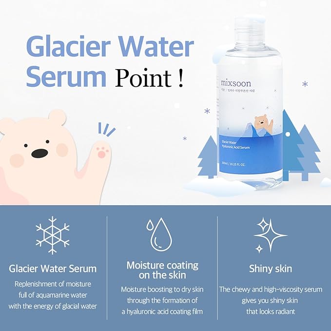 mixsoon Glacier Water Hyaluronic Acid Serum - Non-greasy Hydration Booster, Firming Facial Serum For Radiant, Dewy Skin - Korean Serum for Glass Skin (1.01 fl.oz / 30ml)