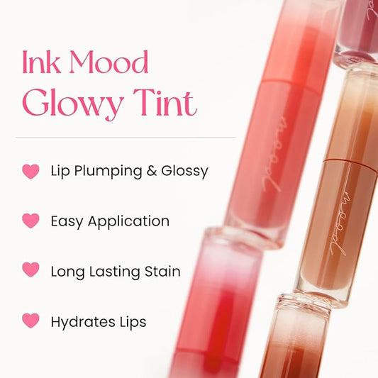 Peripera Ink Mood Glowy Tint | Lip-Plumping, Naturally Moisturizing, Lightweight, Glow-Boosting, Long-Lasting, Comfortable, Non-Sticky, No White Film (018 NUDE AREA (HONEY K-OOKIE))
