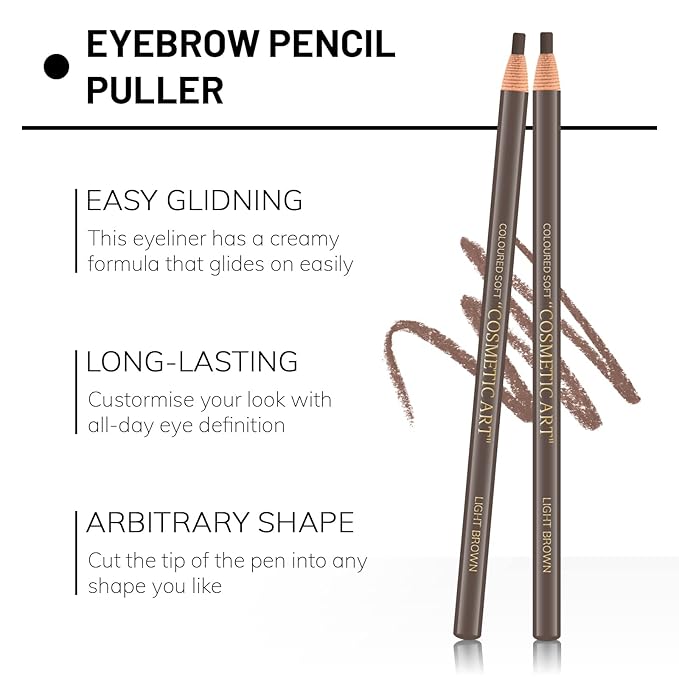 Ownest 6 Pcs Pull Cord Peel-off Eyebrow Pencil Tattoo Makeup and Microblading Supplies Set for Marking, Filling and Outlining, Waterproof and Durable Permanent Eyebrow Liner-Light Brown