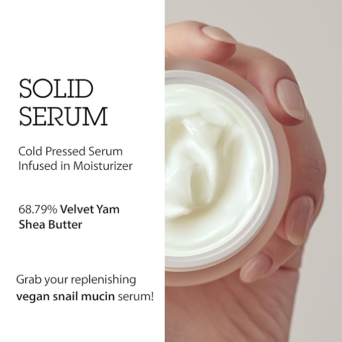 BLITHE Pressed Serum 68.79% Wild Yam Moisturizing Serum with Cream Texture for Women, Vegan Mucin Safe for Sensitive Skin, Korean Skincare 0.91 Fl Oz