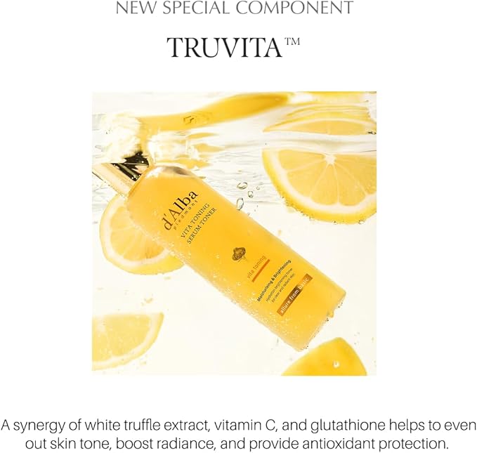 d'alba Piedmont White Truffle Vita Toning Serum Toner, Glass Skin with Double Vitamin Skincare, Face Moisturizer, (6.08fl. oz)