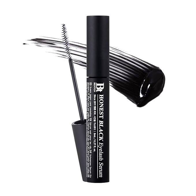 BENTON Honest Black Eyelash Serum - Eyelash Growth Serum for Thicker, Fuller Lashes - Creating a Makeup Look with Black Tint, 0.27 fl. Oz