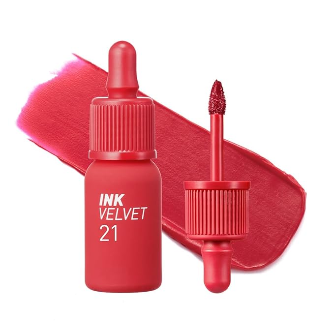 Peripera Ink the Velvet Lip Tint - High Pigment Color, Longwear, Weightless, Not Animal Tested, Gluten-Free, Paraben-Free (021 VITALITY CORAL RED)