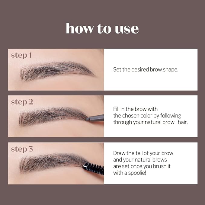 ETUDE Bare Edge Brow Pencil, Eyebrow Pencil, Slim 3D Hexagon, Natural Looking, Korean Makeup, Beauty, Light Brown (0.003 Ounce)