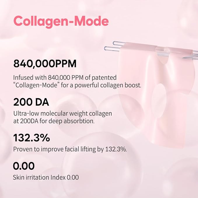Overnight Collagen Lifting Gel Mask 5 pcs, Korean Face Lifting Deep Hydrogel Mask for Glass Skin, Anti-Aging with PDRN, Hyaluronic Acid for Elasticity, Firmness