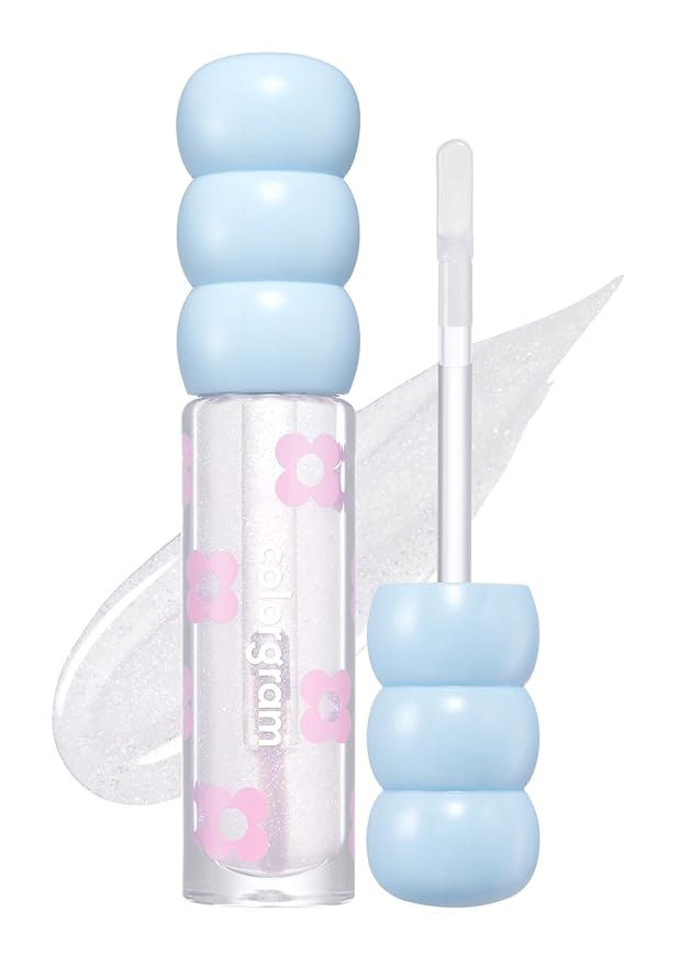 COLORGRAM Fruity Glass Tint Pearl Gloss | Long Lasting & Waterproof Lip Stain | Glossy Transparent Dewy Lip Gloss with subtle Pink Glitter, Buildable & Blendable for Glowing, Sparkling effect 0.11 Oz.