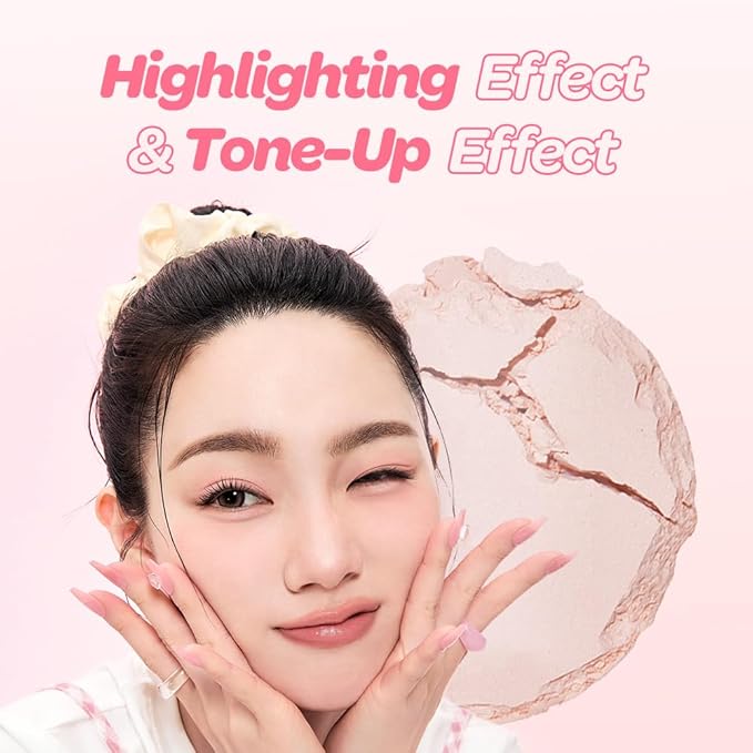I'M MEME Compact - Tone-up Pact | Korean Pressed Setting Powder for Pink Blur Effect, with Calamine, Makeup Powder Foundation, Translucent Compact, Finishing Powder, Oil Control Face Powder, 0.35 Oz