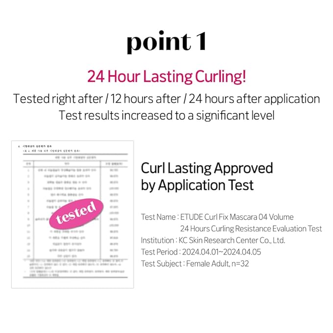 ETUDE Curl Fix Mascara Volume 1+1 Set, Lash Mascara, Strong Curl Up, Long-Lasting, Waterproof, Light-Weight, Korean Makeup, Beauty, Vegan Certified (0.54 Fl Oz)