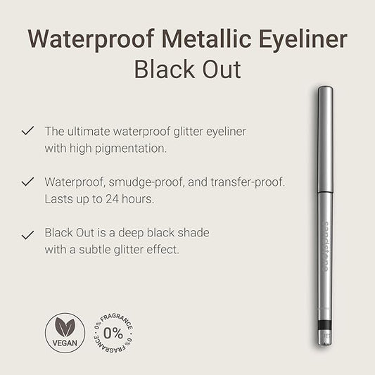 Sandstone Scandinavia Hypoallergenic Waterproof Eyeliner - Fragrance Free Metallic Eye liner - Vegan and Cruelty Free Eye Pencil - Eyeliner Pencil for Sensitive Eyes (Black)