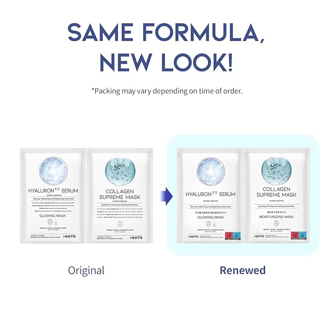 #OOTD Retinol + Hyaluron Serum Korean Sheet Mask Sheet Gift Pack [20 Count] Plumping Glowing Luminating Hydrating Rejuvenating Sheet Mask Gift Pack
