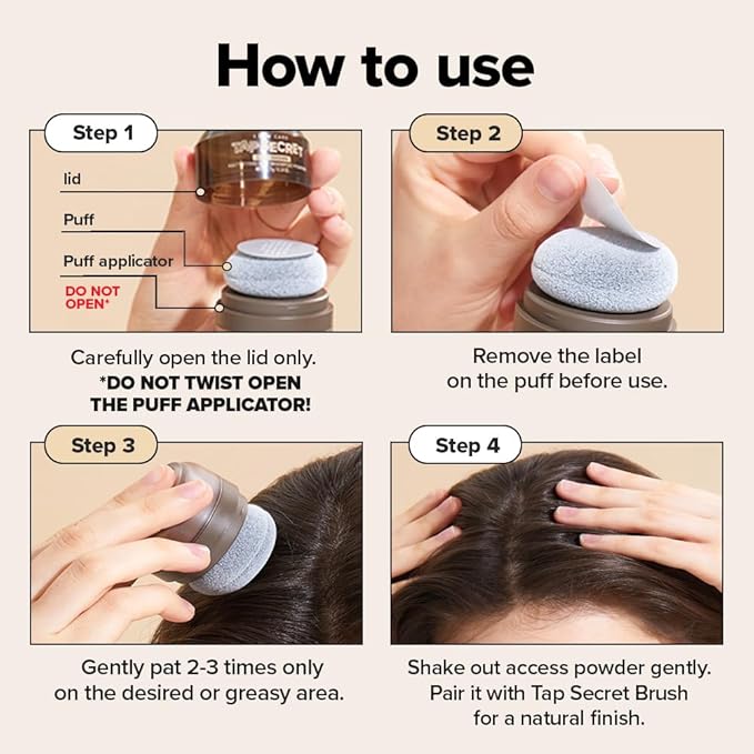 I DEW CARE Biotin Clarifying Dry Shampoo - Tap Secret Dark Brown | Strengthening & Volumizing, Powder Type, Refillable, Travel size, Non-aerosol, Brunette, Korean Ginseng, 0.26 Oz