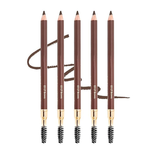 Bodermincer Eyebrow Pencil Longlasting Waterproof Durable Automaric Liner Eyebrow 5 Colors to Choose (5pcs, 3# Light Brown)