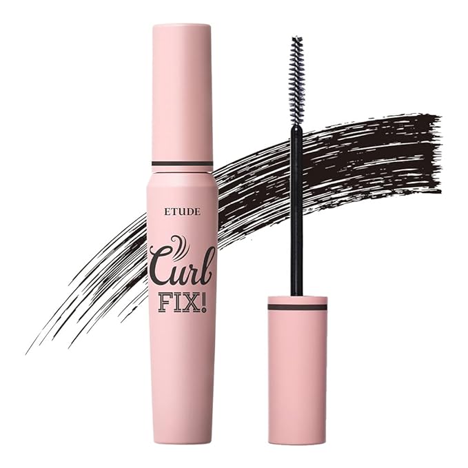 ETUDE Curl Fix Mascara, Lash Mascara, Strong Curl Up, Long-Lasting, Waterproof, Light-Weight, Korean Makeup, Beauty, Vegan Certified, Black (0.27 Fl Oz)