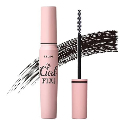 ETUDE Curl Fix Mascara, Lash Mascara, Strong Curl Up, Long-Lasting, Waterproof, Light-Weight, Korean Makeup, Beauty, Vegan Certified, Black (0.27 Fl Oz)