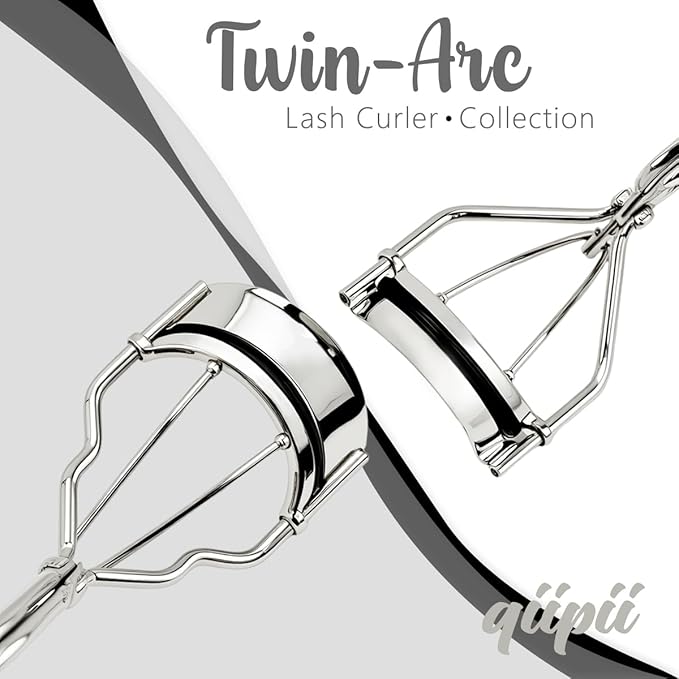 2 Kinds of Eyelash Curlers with Different Curvature Suitable for Various Eyes Shapes, Silver Comfort Grip,10 Silicone Replacement Refills Pads for Perfect Framed Lashes - Gentle & Safe Use