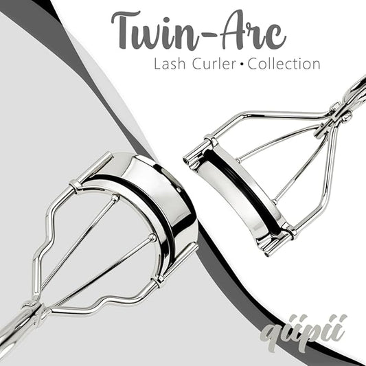 2 Kinds of Eyelash Curlers with Different Curvature Suitable for Various Eyes Shapes, Silver Comfort Grip,10 Silicone Replacement Refills Pads for Perfect Framed Lashes - Gentle & Safe Use