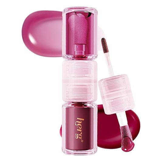 Epielle Herg Dual-Ended Korean Lip Tint & Lip Oil, Pinot Noir & Bubble Berry, Long-Lasting Matte Tint with Hydrating Lip Plumper, K-Beauty Makeup