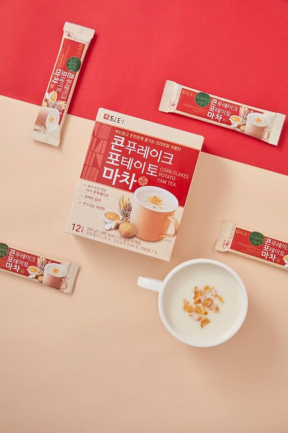 Damtuh Misugaru – Korean Meal Replacement Breakfast Cereal Powder with Corn Flakes, Potato Flakes & Yam Tea, Instant Mixed Grain Powder Drink, 22g x 40 Sticks