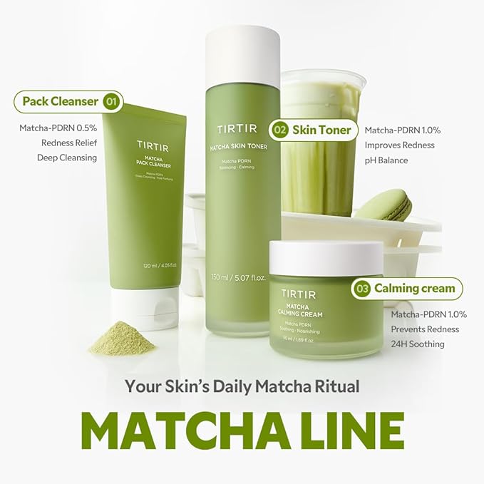 TIRTIR Matcha PDRN Duo | Korean Skincare Bundle for Redness Care and All Day Hydration for Sensitive Skin