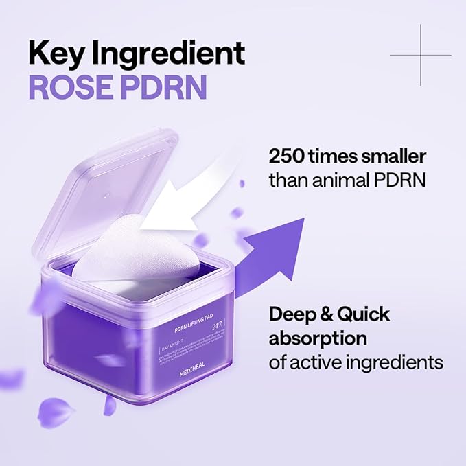 Mediheal PDRN Lifting Pads - with Squalane and Glutathione for Total Skin Care - to Treat Pores and Wrinkles & Skin Firming & mild Exfoliation & Hydration, Vegan Tightening & Stretchable Fabric