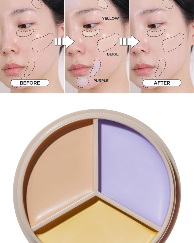 THESAEM Cover Perfection Triple Pot Concealer 03 Correct Up Beige + 04 Tone Up Beige - for Fair to Light Skin Tone - 3 Color Full Coverage - Covers Pigmentation and Blemish Spots, Corrects Skin Tone