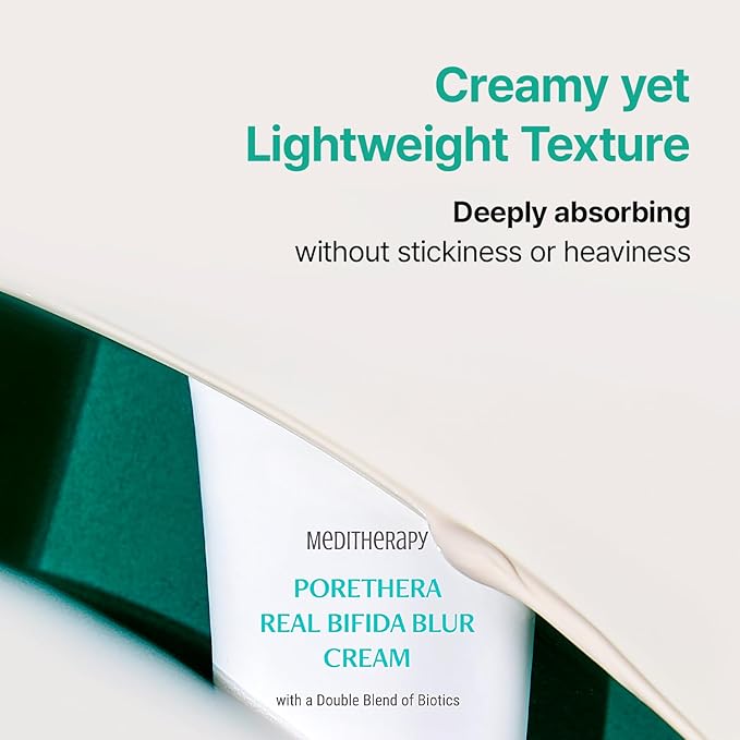 Porethera Real Bifida Blur Cream - Korean Face Moisturizer - Pore Minimizer Face Tone-Up Cream for Blurring Face - Pore Regenerating - Facial Moisturizer for Oily and Acne-Prone Skin, 1.69 fl.oz