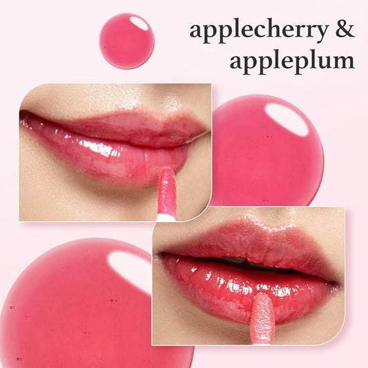 NOONI Korean Lip Oil Set - Applecherry & Appleplum | Long-Lasting, Moisturizing, Plumping, Revitalizing for Dry Lips, Waterproof, No Peel Off, 0.12 FL Oz x 2ea