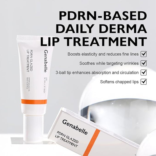 Genabelle PDRN Glazed Lip Treatment – Hydrating & Plumping Lip Balm with PDRN & Peptides for Soft, Glossy Lips – Intensive Lip Repair & Moisture Lock- 0.33 fl oz
