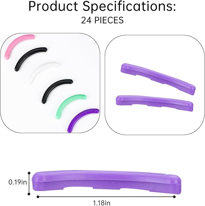 Eyelash Curler Refills Compatible with Shiseido,Eyelash Curler Refills 24PCS,Silicone Lash Curler Refill Pads Compatible with Shiseido (Colorful)
