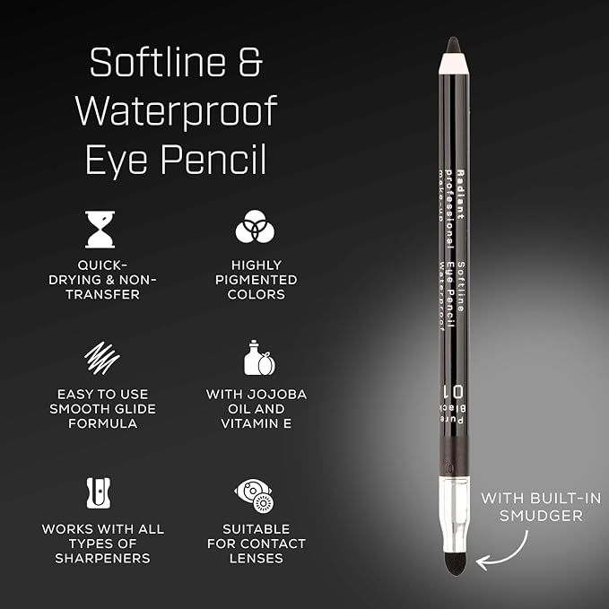 Radiant Professional Waterproof Eyeliner Pencil - Eyeliner Waterproof Smudge Proof for Woman - Long Lasting Under Eye Pencil for Smoky Eye - Soft Waterline Eye liner Smudger Tool, Pure Grey (02)