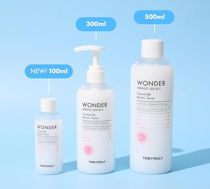 TONYMOLY Wonder Ceramide Mochi Toner – Hydrating & Strengthening Dewy Glass Skin Toner for Healthy Moisturized Skin, Large 16.9 oz Korean Skincare