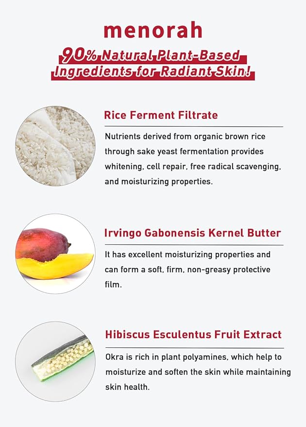 menorah skincare - Ultra Hydration Rescue Sheet Mask (4 Sheets) - with Rice, African Mango, Face sheet masks, Moisturizing mask, Super Hydration and Moisturizing, 100% Organic cotton sheet mask