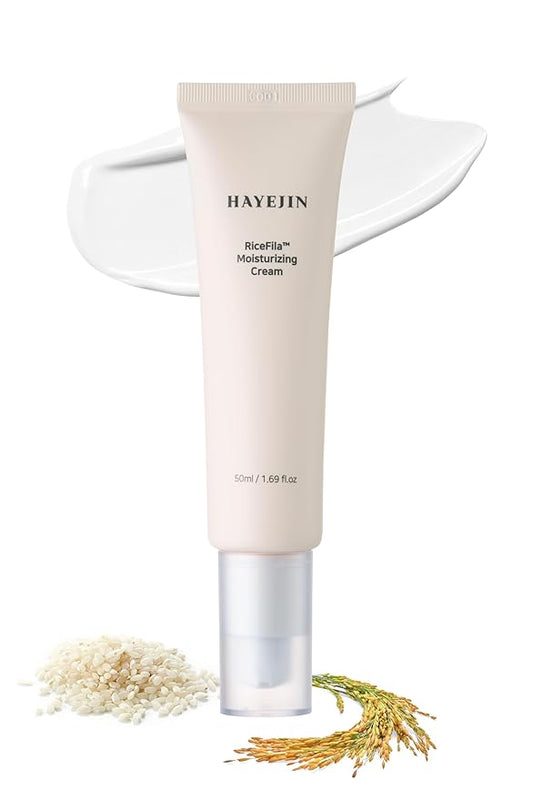 HAYEJIN RiceFila Moisturizing Cream - 50HR Hydrating Day and Night Moisturizer Face Cream with Niacinamide, 8 Hyaluronic Acids & 6 Peptides - Lightweight & Layerable Vegan Korean Skincare 1.69 fl oz