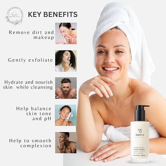 Tallow Honey Cleansing Milk- Gentle Hydrating face wash for sensitive skin -Non stripping | Moisturizing with grassfed beef Tallow, Organic Raw Honey, Argan oil & Castor Oil, Apple Cider Vinegar.