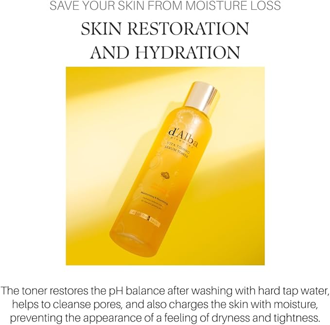 d'alba Piedmont White Truffle Vita Toning Serum Toner, Glass Skin with Double Vitamin Skincare, Face Moisturizer, (6.08fl. oz)
