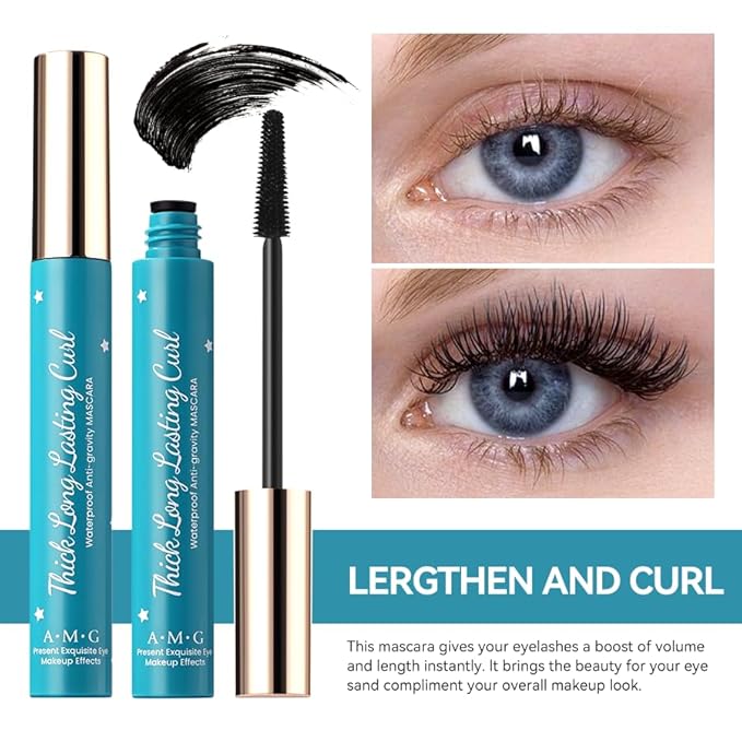 False lash Mascara - Anti-gravity mascara volume and length waterproof, Long Lasting beauty Make up, Curl Keeper Black,Eye Lash Enhancer Curl & No Clumping, Smudge Proof Tubing Mascara All Lash Types