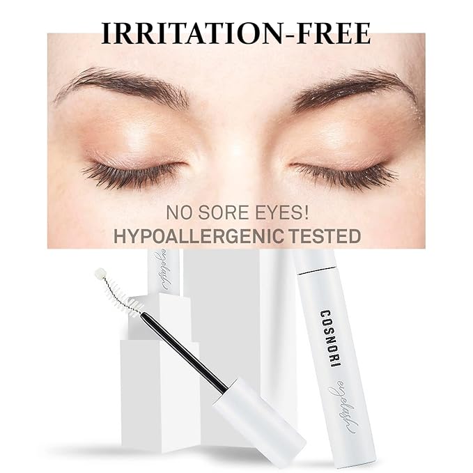 COSNORI Long Active Eyelash Serum - Korean Eyelash Boost Serum - Eyebrow Growth Enhancer for Longer and Thicker - Vegan Prostaglandin Free & Non Irritating - Peptides, Hyaluronic Acid, 0.3 fl.oz.