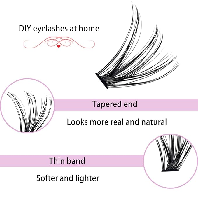 Lash Clusters Individual Lash Extensions DIY Multi-type Faux Mink Lash Tray Bottom, Light Volume, 7D Spike, 20D Clusters Natural Eyelashes for Self Application (2-BL-7D-20D)